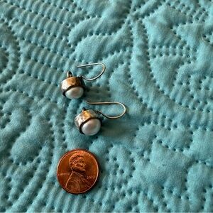 Silpada Silver and White Pearl Earrings